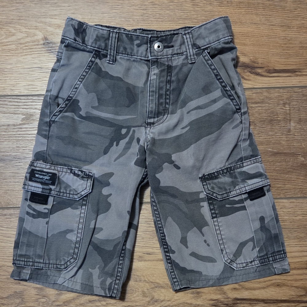 Wrangler Boys' Gray Camo Kids Shorts 7 SLIM